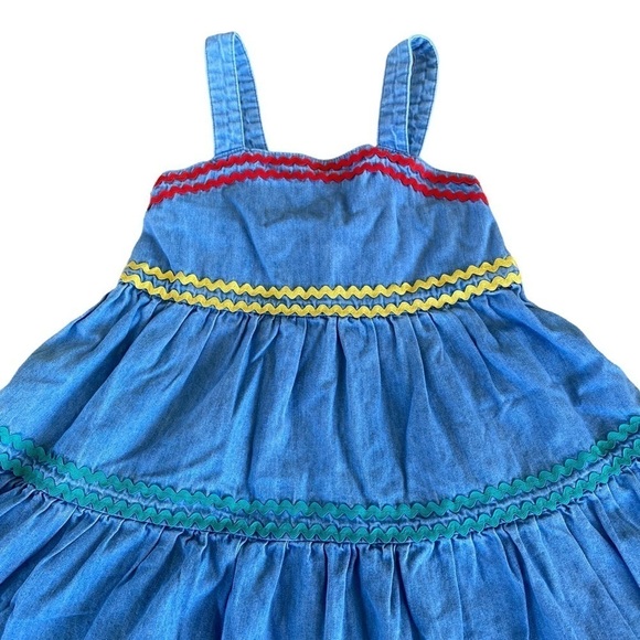 Hanna Andersson Ric Rac Denim Chambray Dress Size 4 Tiered Summer Dress - Picture 4 of 9